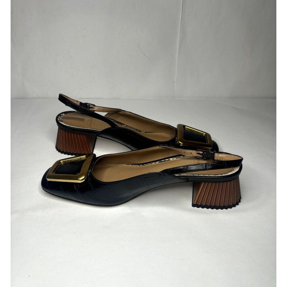 Sam Edelman Tanessa Women's Black Square-Toe Buckle Heel Slingback Pumps - Picture 5 of 7